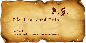 Málics Zakária névjegykártya